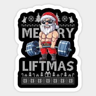 Merry Liftmas Christmas Xmas Fitmas Fitness Santa Holiday Gift, funny Gym Xmas Sticker